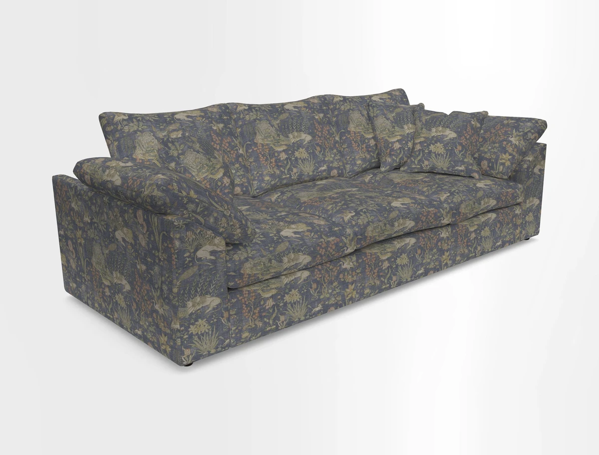 Big Softie Sloped Arm 4 Seater Sofa in Two Tone Plain Biscuit