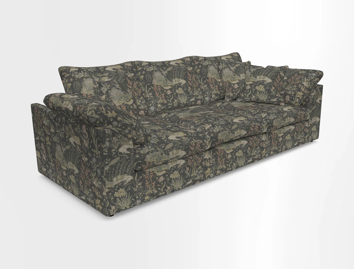 Big Softie Sloped Arm 4 Seater Sofa in Two Tone Plain Biscuit