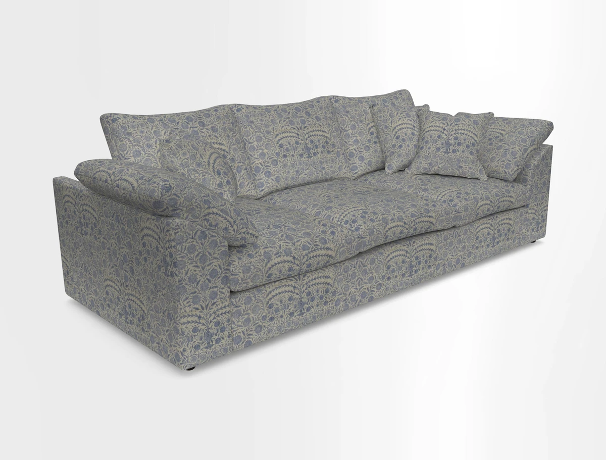 Big Softie Sloped Arm 4 Seater Sofa in Two Tone Plain Biscuit