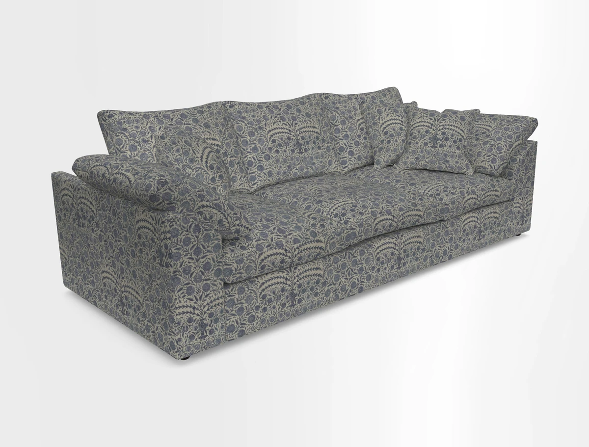 Big Softie Sloped Arm 4 Seater Sofa in Two Tone Plain Biscuit