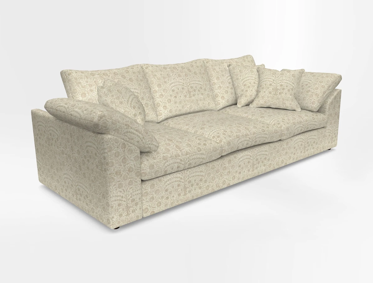Big Softie Sloped Arm 4 Seater Sofa in Two Tone Plain Biscuit