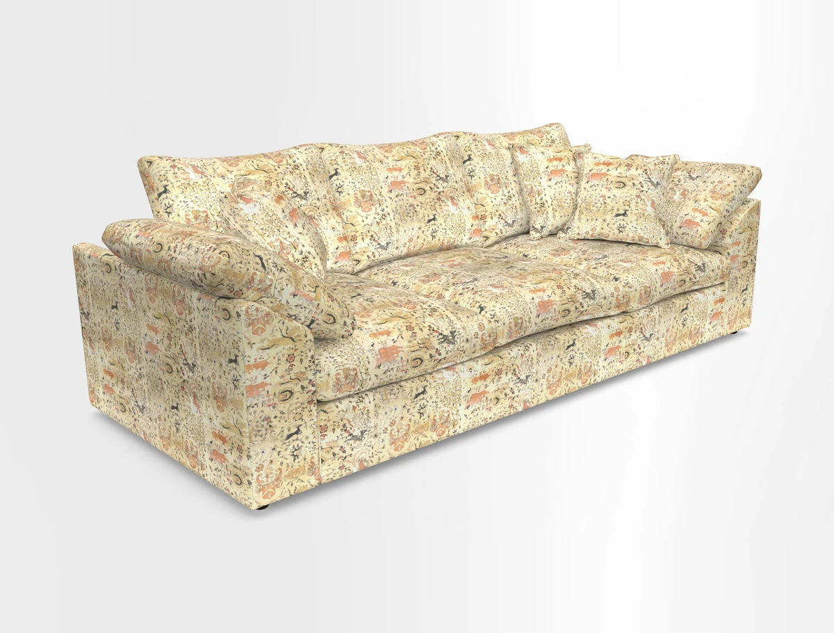 Big Softie Sloped Arm 4 Seater Sofa in Two Tone Plain Biscuit