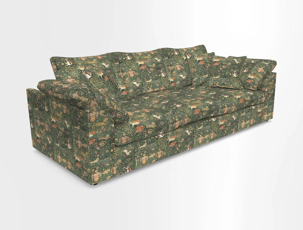 Big Softie Sloped Arm 4 Seater Sofa in Two Tone Plain Biscuit