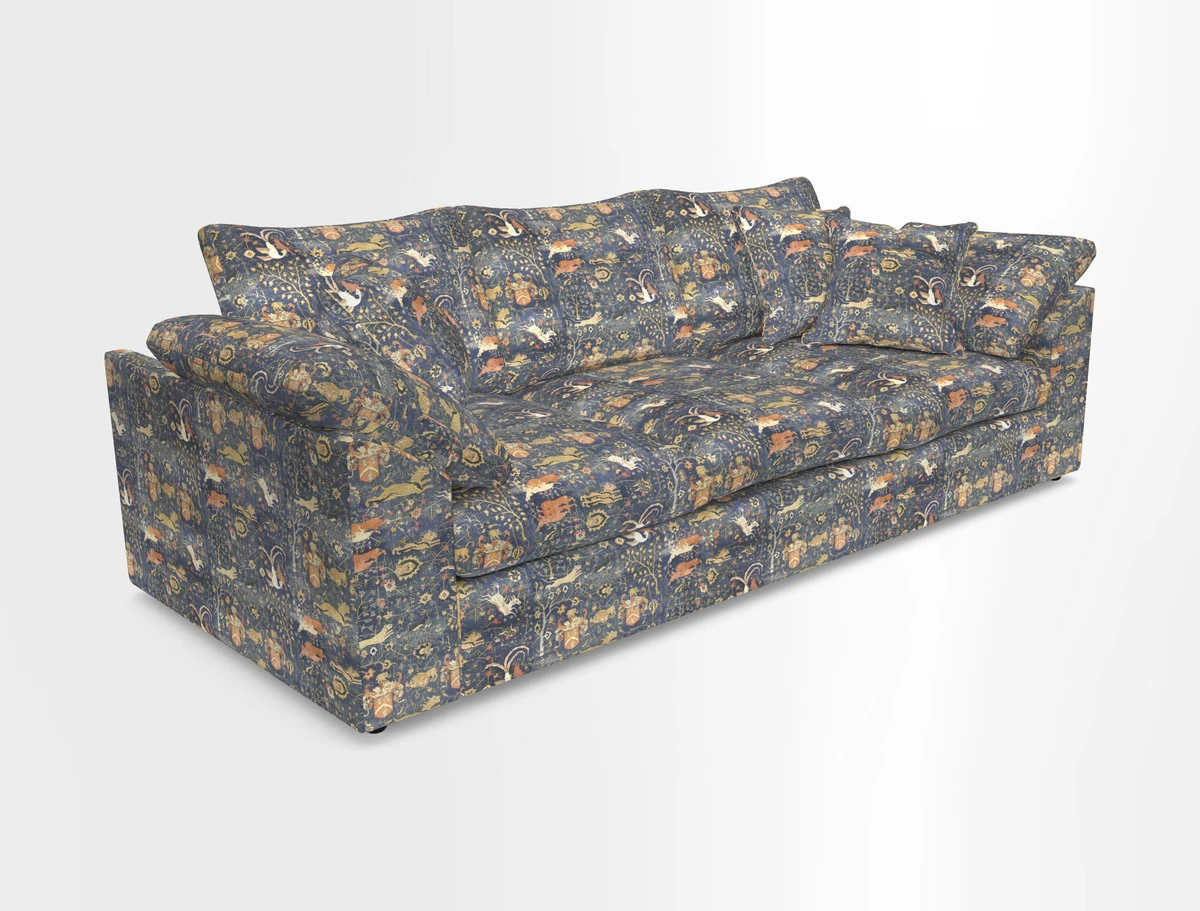 Big Softie Sloped Arm 4 Seater Sofa in Two Tone Plain Biscuit