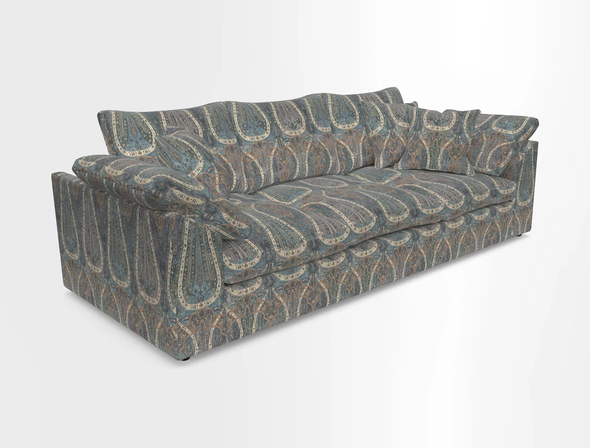 Big Softie Sloped Arm 4 Seater Sofa in Two Tone Plain Biscuit