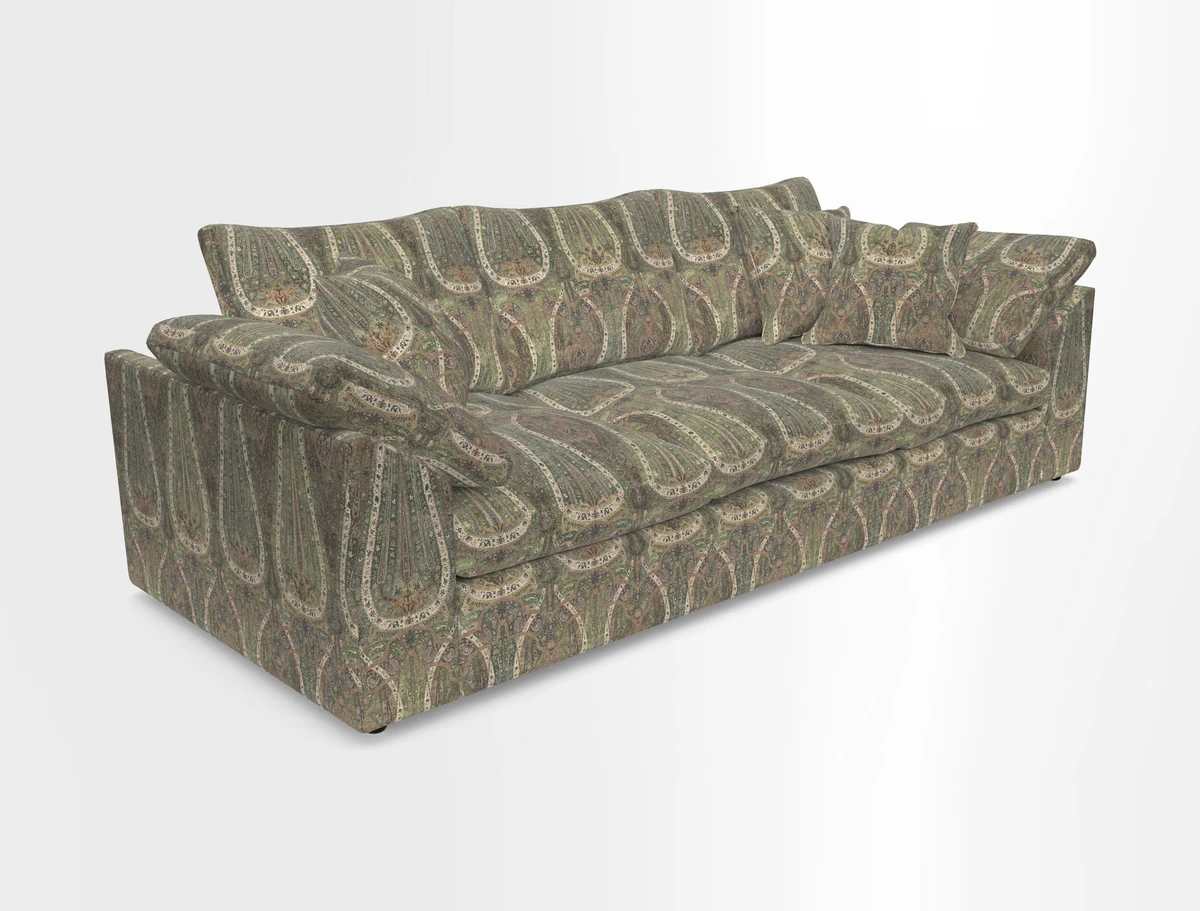 Big Softie Sloped Arm 4 Seater Sofa in Two Tone Plain Biscuit