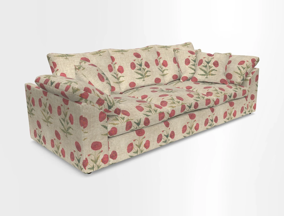 Big Softie Sloped Arm 4 Seater Sofa in Two Tone Plain Biscuit