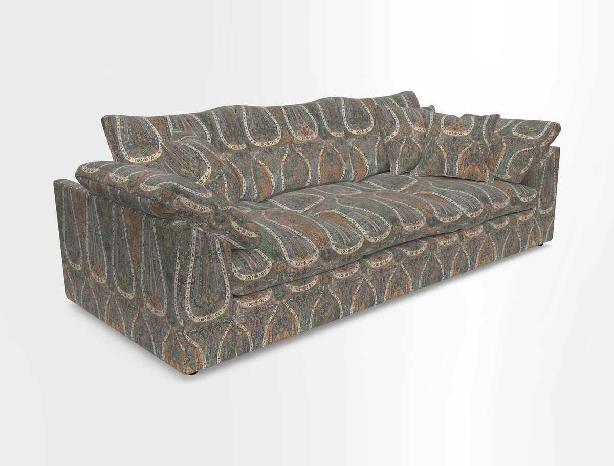 Big Softie Sloped Arm 4 Seater Sofa in Two Tone Plain Biscuit