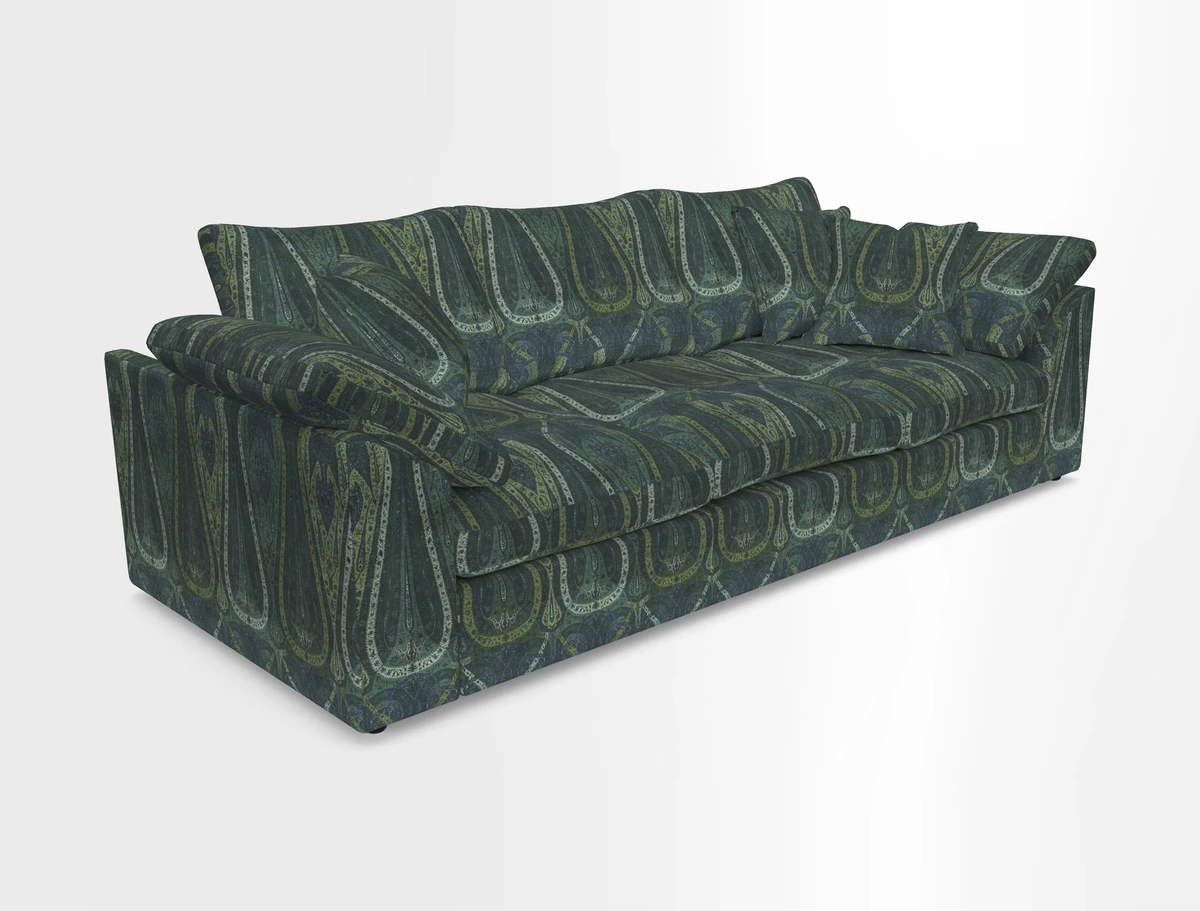 Big Softie Sloped Arm 4 Seater Sofa in Two Tone Plain Biscuit