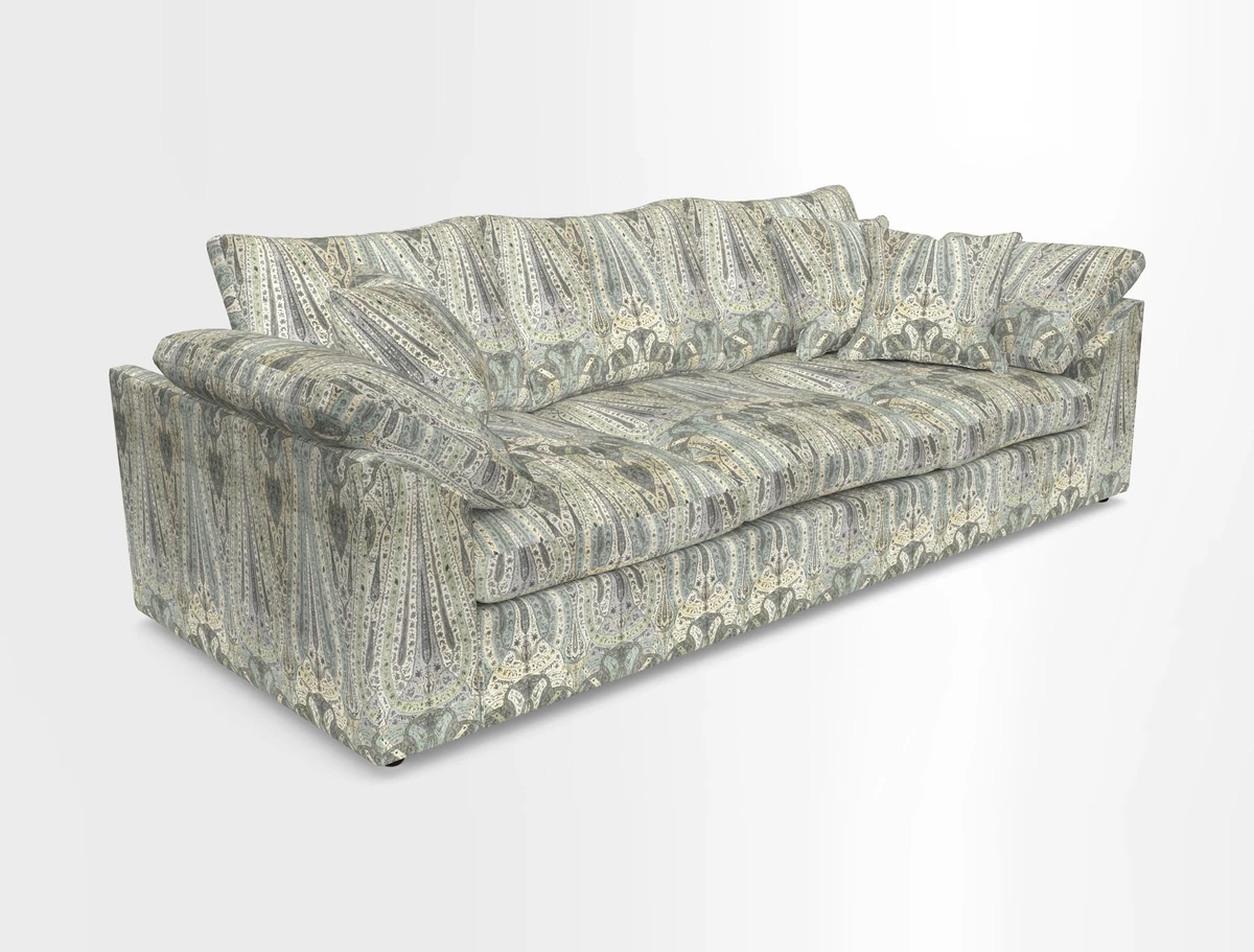 Big Softie Sloped Arm 4 Seater Sofa in Two Tone Plain Biscuit