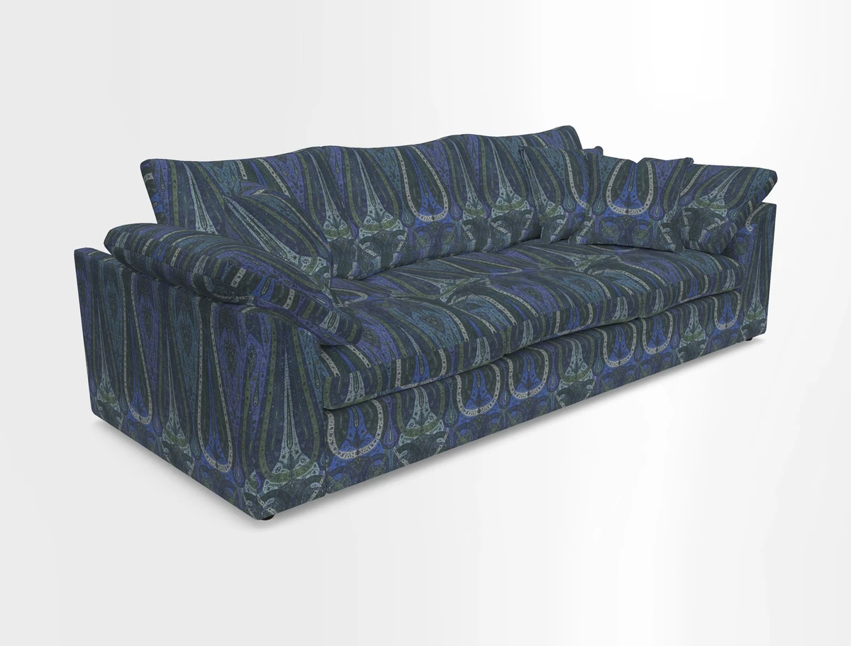 Big Softie Sloped Arm 4 Seater Sofa in Two Tone Plain Biscuit