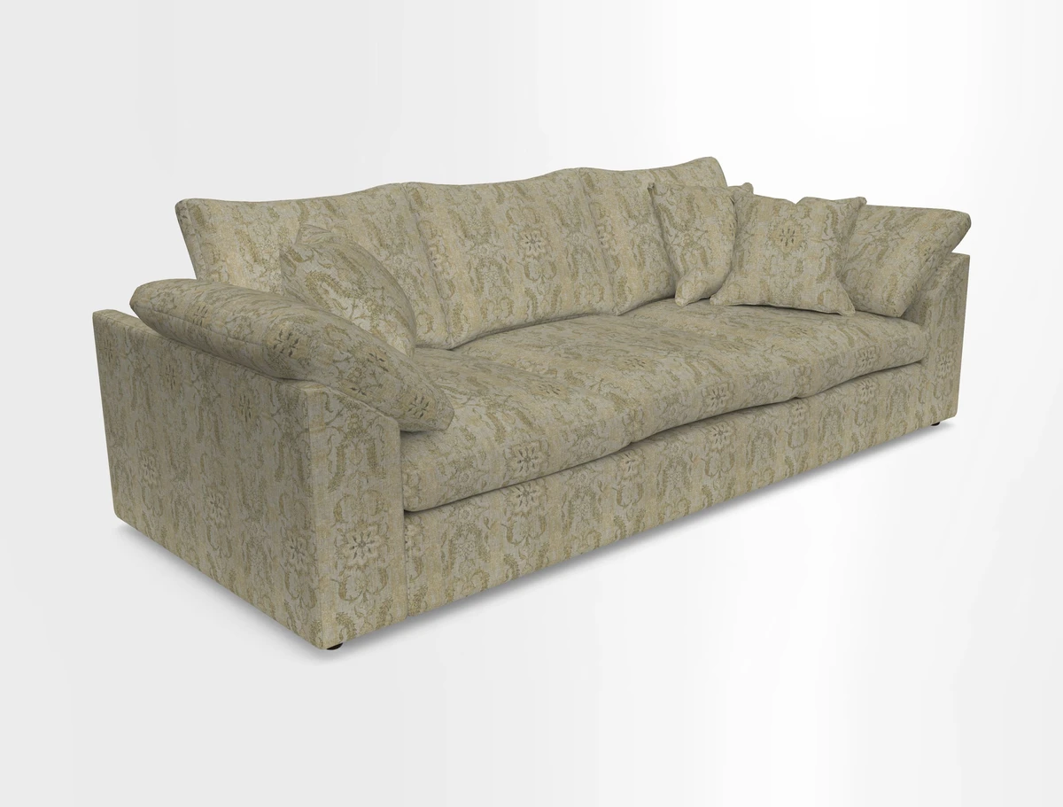 Big Softie Sloped Arm 4 Seater Sofa in Two Tone Plain Biscuit