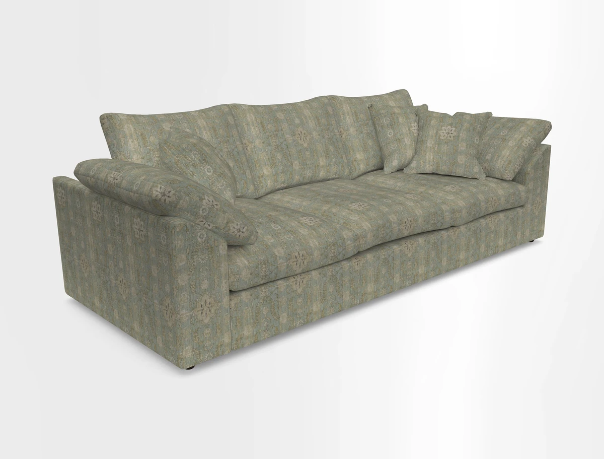 Big Softie Sloped Arm 4 Seater Sofa in Two Tone Plain Biscuit