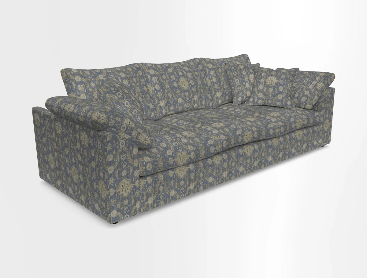 Big Softie Sloped Arm 4 Seater Sofa in Two Tone Plain Biscuit