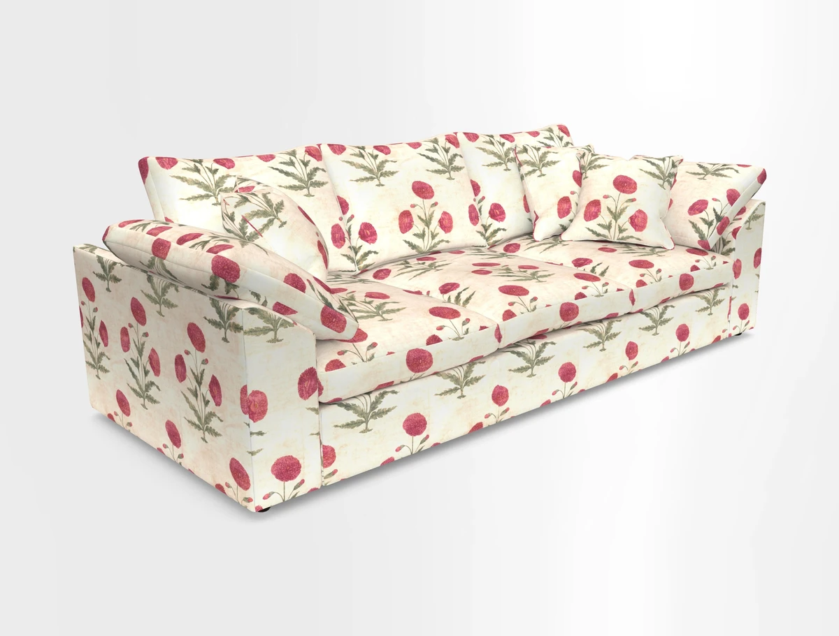 Big Softie Sloped Arm 4 Seater Sofa in Two Tone Plain Biscuit