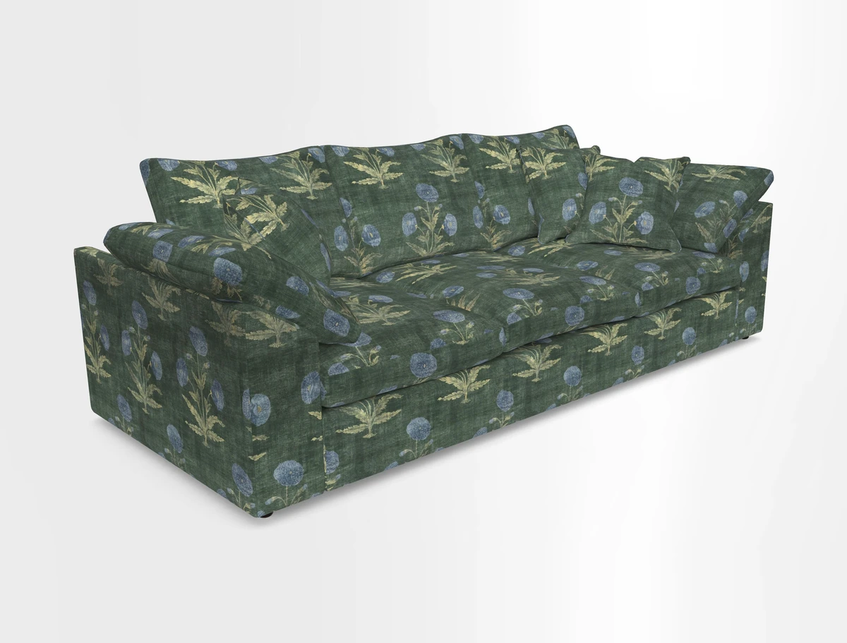 Big Softie Sloped Arm 4 Seater Sofa in Two Tone Plain Biscuit