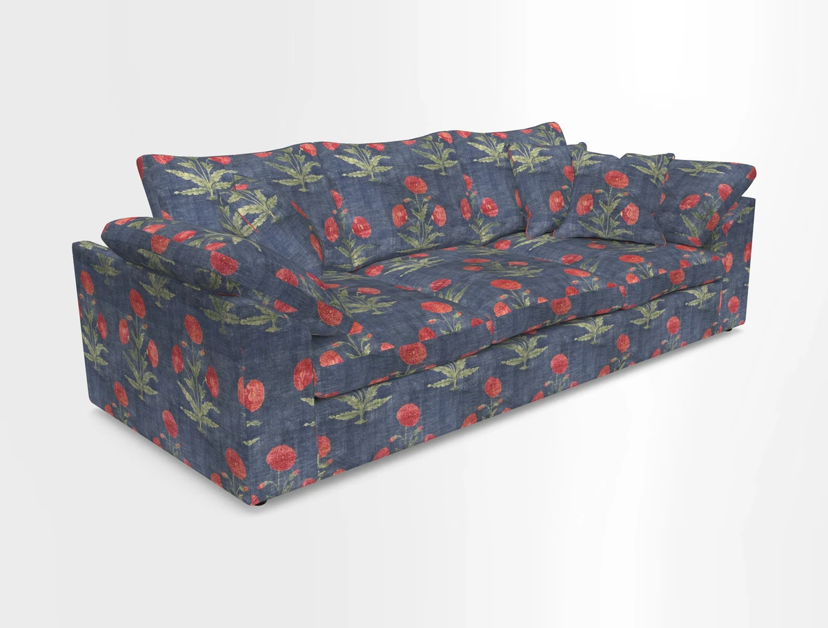 Big Softie Sloped Arm 4 Seater Sofa in Two Tone Plain Biscuit