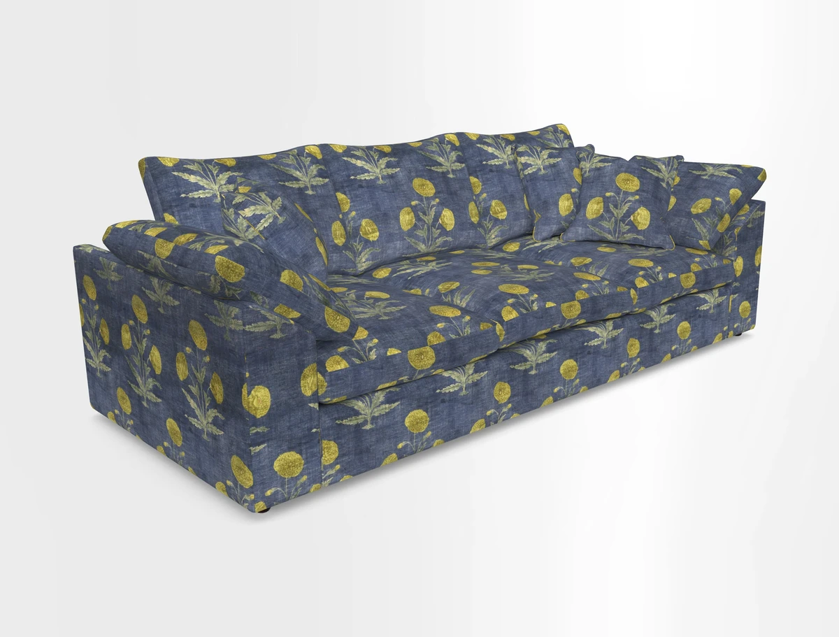 Big Softie Sloped Arm 4 Seater Sofa in Two Tone Plain Biscuit
