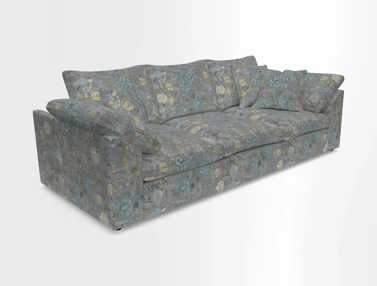 Big Softie Sloped Arm 4 Seater Sofa in Two Tone Plain Biscuit
