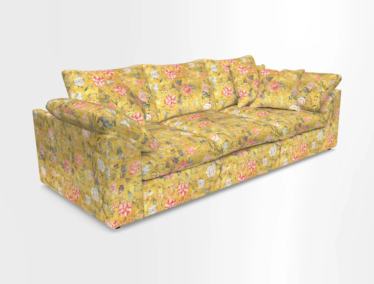 Big Softie Sloped Arm 4 Seater Sofa in Two Tone Plain Biscuit