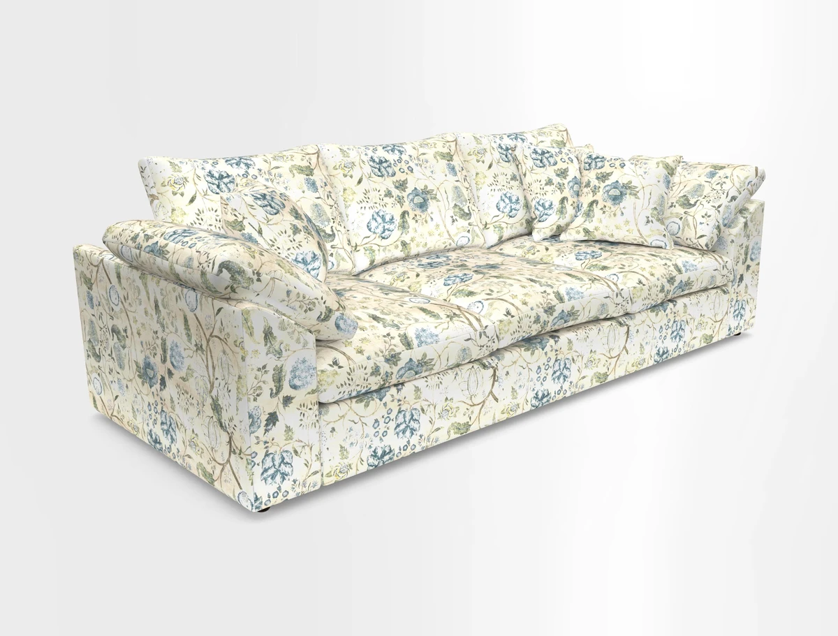 Big Softie Sloped Arm 4 Seater Sofa in Two Tone Plain Biscuit