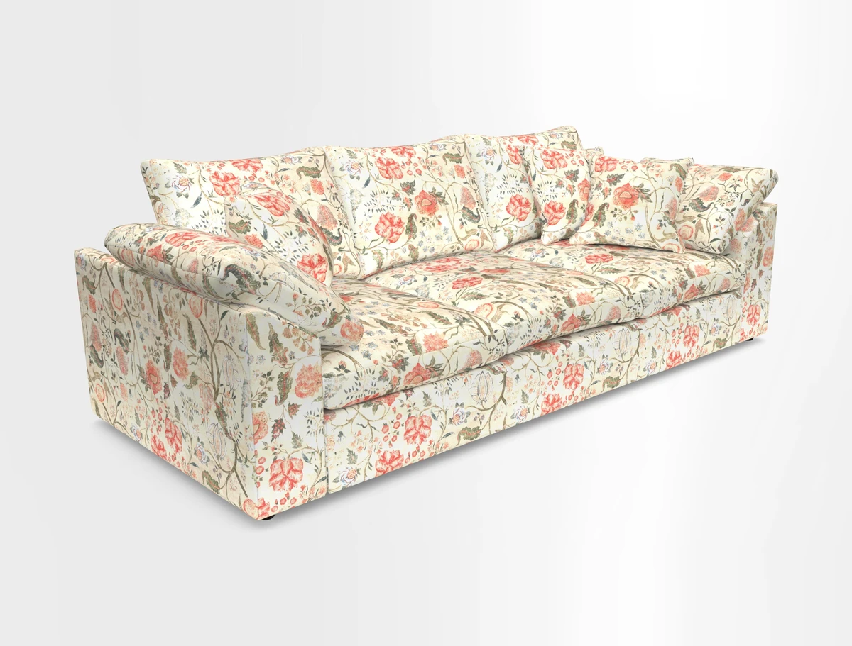 Big Softie Sloped Arm 4 Seater Sofa in Two Tone Plain Biscuit