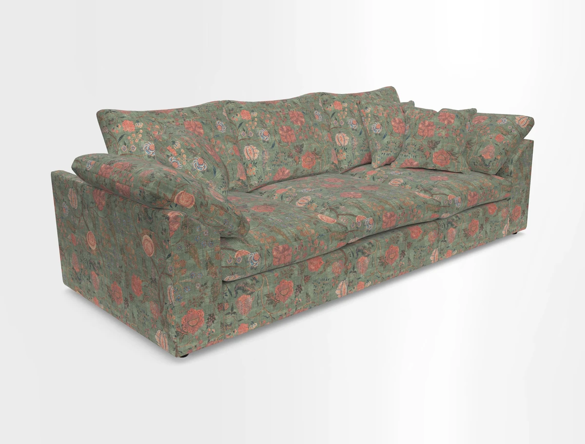 Big Softie Sloped Arm 4 Seater Sofa in Two Tone Plain Biscuit