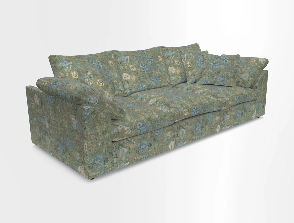 Big Softie Sloped Arm 4 Seater Sofa in Two Tone Plain Biscuit