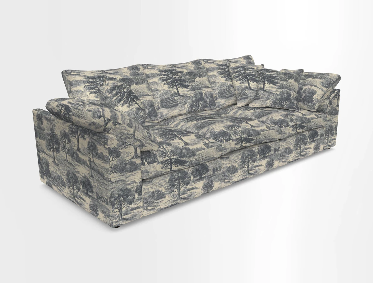 Big Softie Sloped Arm 4 Seater Sofa in Two Tone Plain Biscuit