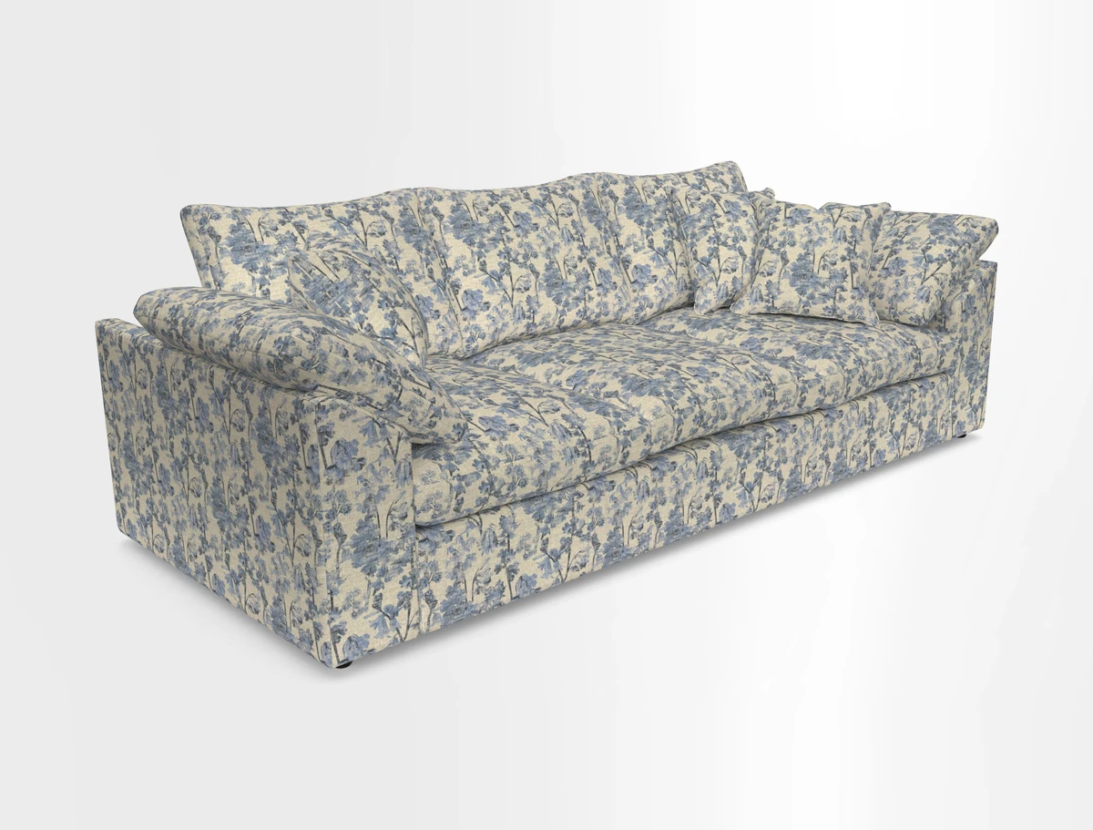 Big Softie Sloped Arm 4 Seater Sofa in Two Tone Plain Biscuit
