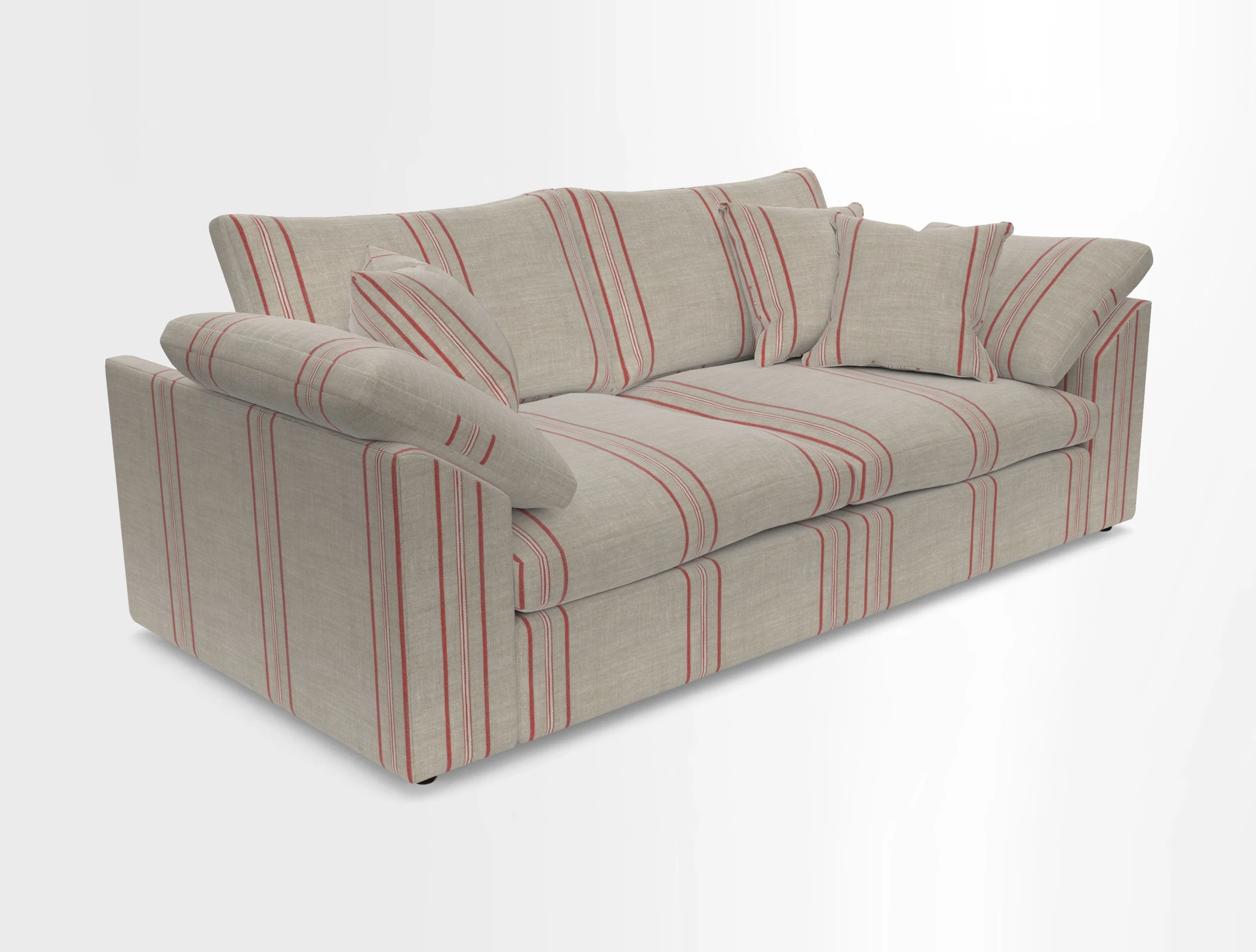 Big Softie Sloped Arm 3 Seater Sofa in Two Tone Plain Biscuit