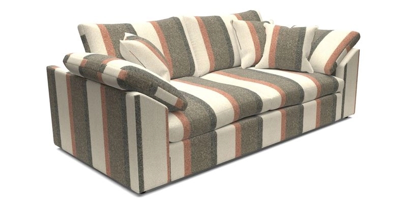 Big Softie Sloped Arm 3 Seater Sofa in Two Tone Plain Biscuit