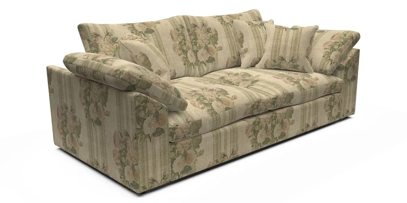 Big Softie Sloped Arm 3 Seater Sofa in Two Tone Plain Biscuit