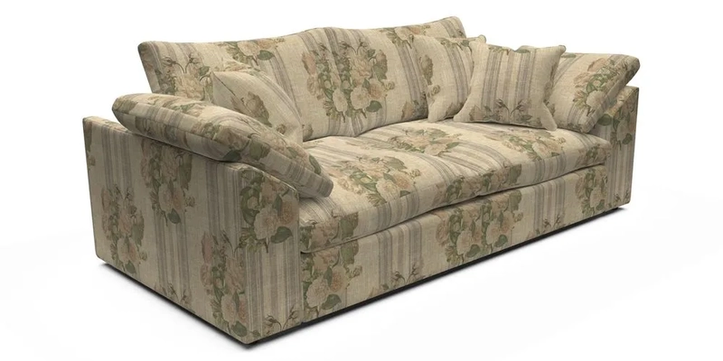 Big Softie Sloped Arm 3 Seater Sofa in Two Tone Plain Biscuit