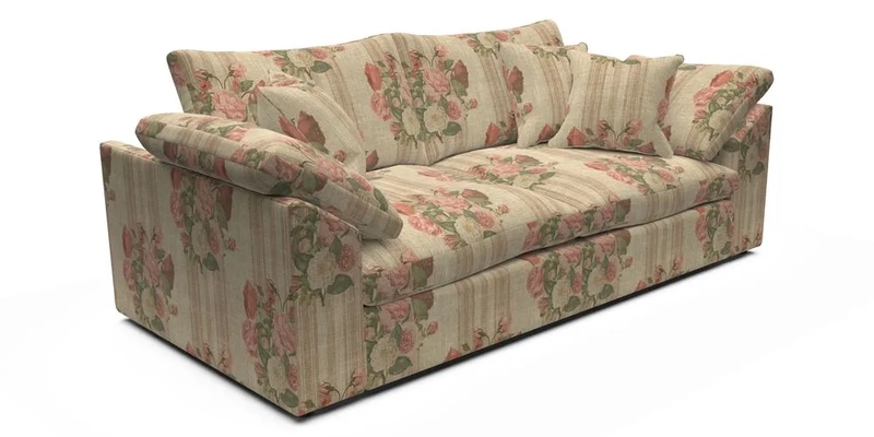 Big Softie Sloped Arm 3 Seater Sofa in Two Tone Plain Biscuit