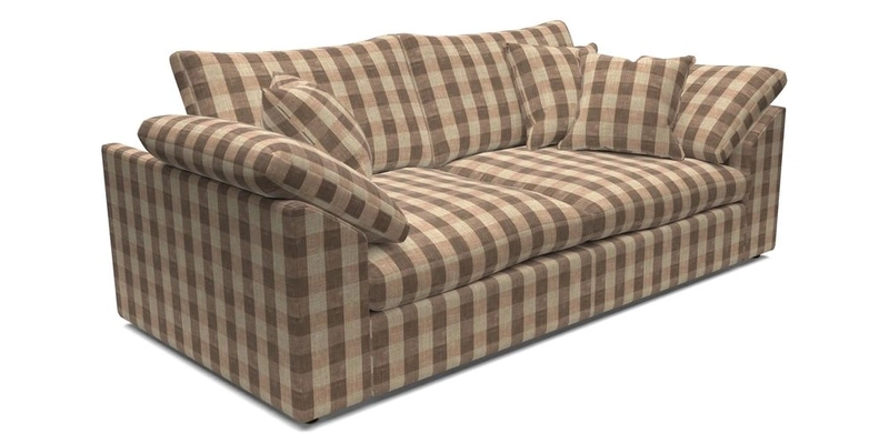 Big Softie Sloped Arm 3 Seater Sofa in Two Tone Plain Biscuit