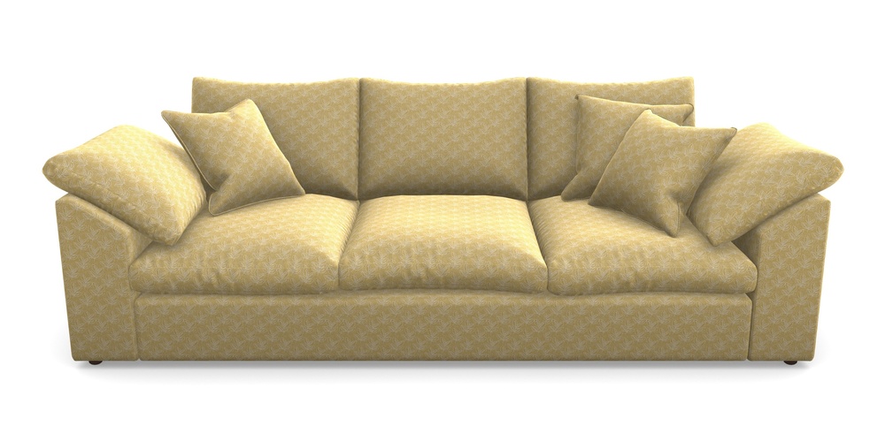 Product photograph of Big Softie Sloped Arm Sloped Arm 4 Seater Sofa In Cloth 21 - Decorative Leaf - Canary from Sofas and Stuff Limited