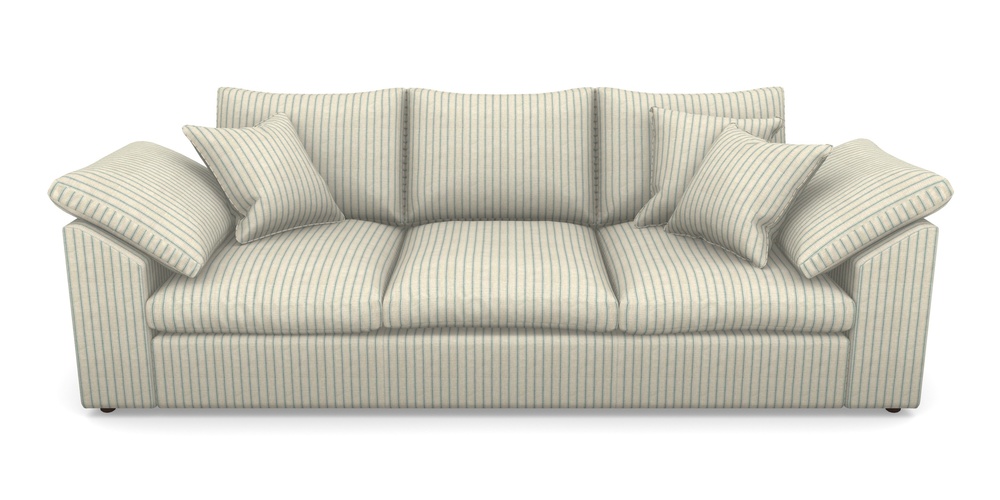 Product photograph of Big Softie Sloped Arm Sloped Arm 4 Seater Sofa In Cloth 18 Stripes - Ticking - Basil from Sofas and Stuff Limited