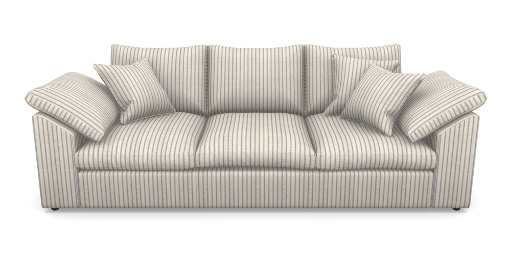 Product photograph of Big Softie Sloped Arm Sloped Arm 4 Seater Sofa In Cloth 18 Stripes - Ticking - Indigo from Sofas and Stuff Limited