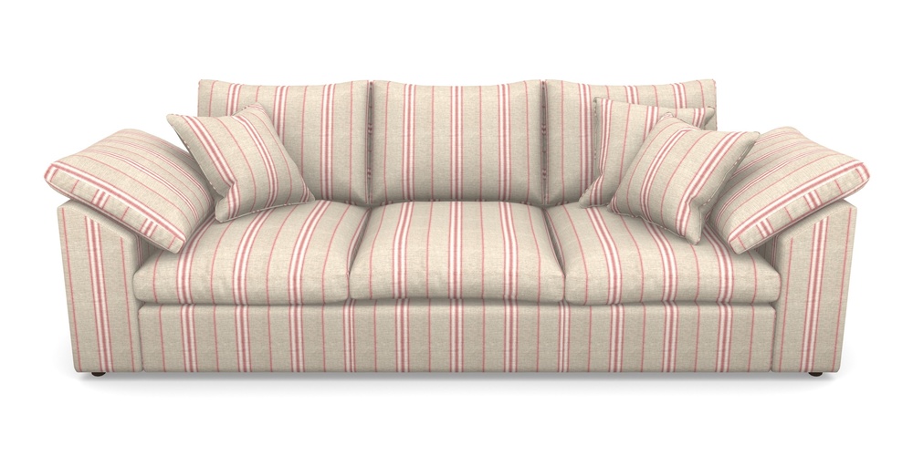 Product photograph of Big Softie Sloped Arm Sloped Arm 4 Seater Sofa In Cloth 18 Stripes - Regimental - Cranberry from Sofas and Stuff Limited