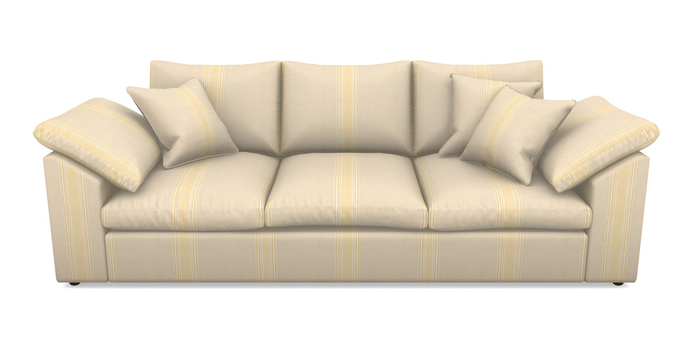 Product photograph of Big Softie Sloped Arm Sloped Arm 4 Seater Sofa In Cloth 22 - Racing Stripes Cheltenham - Lemon from Sofas and Stuff Limited