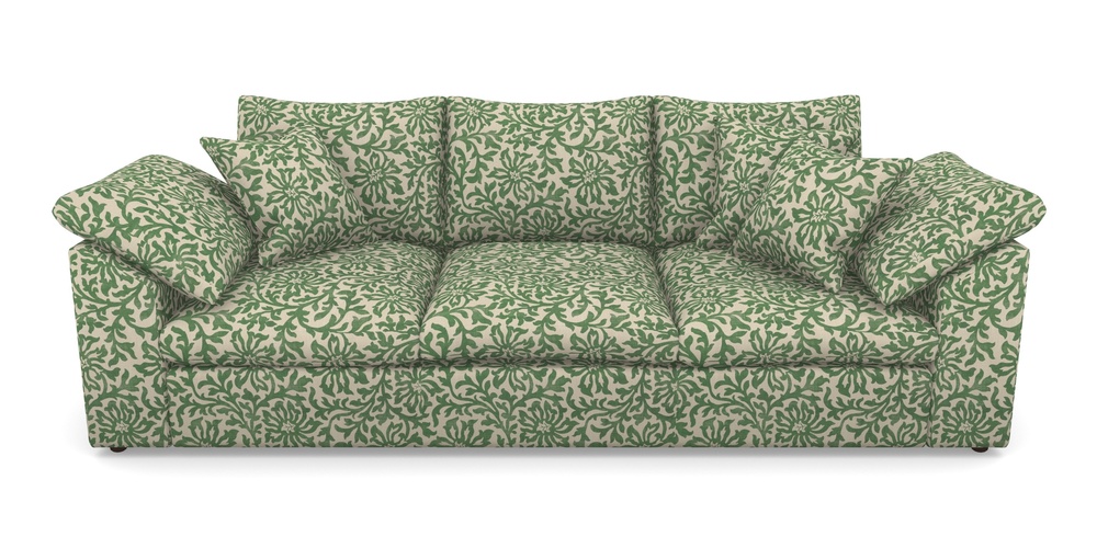 Product photograph of Big Softie Sloped Arm Sloped Arm 4 Seater Sofa In V A Brompton Collection - Floral Scroll - Basil from Sofas and Stuff Limited