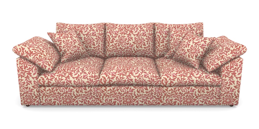 Product photograph of Big Softie Sloped Arm Sloped Arm 4 Seater Sofa In V A Brompton Collection - Floral Scroll - Chilli from Sofas and Stuff Limited