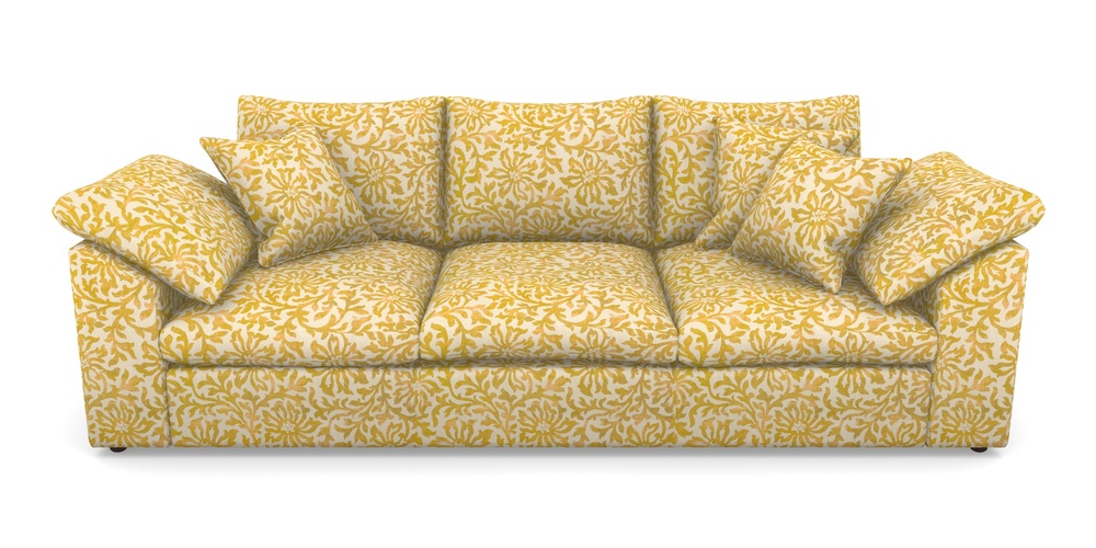 Product photograph of Big Softie Sloped Arm Sloped Arm 4 Seater Sofa In V A Brompton Collection - Floral Scroll - Corn from Sofas and Stuff Limited