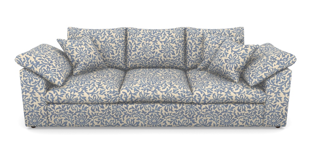 Product photograph of Big Softie Sloped Arm Sloped Arm 4 Seater Sofa In V A Brompton Collection - Floral Scroll - Morning Blue from Sofas and Stuff Limited