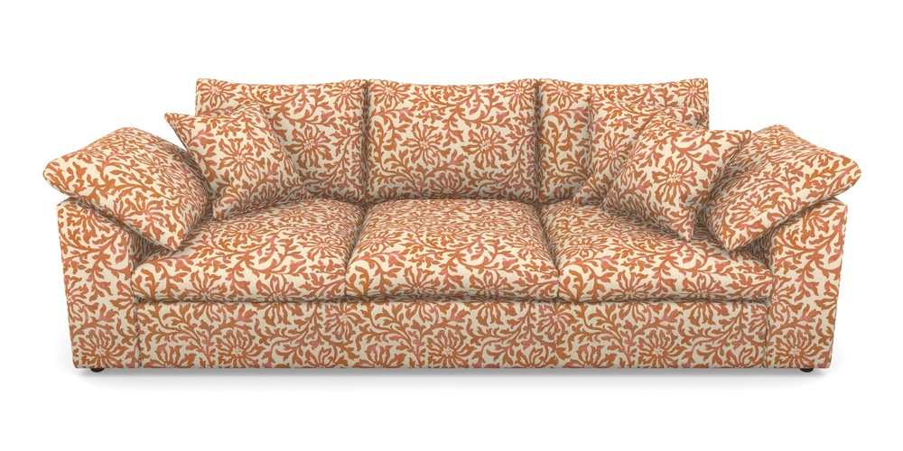 Product photograph of Big Softie Sloped Arm Sloped Arm 4 Seater Sofa In V A Brompton Collection - Floral Scroll - Terracotta from Sofas and Stuff Limited