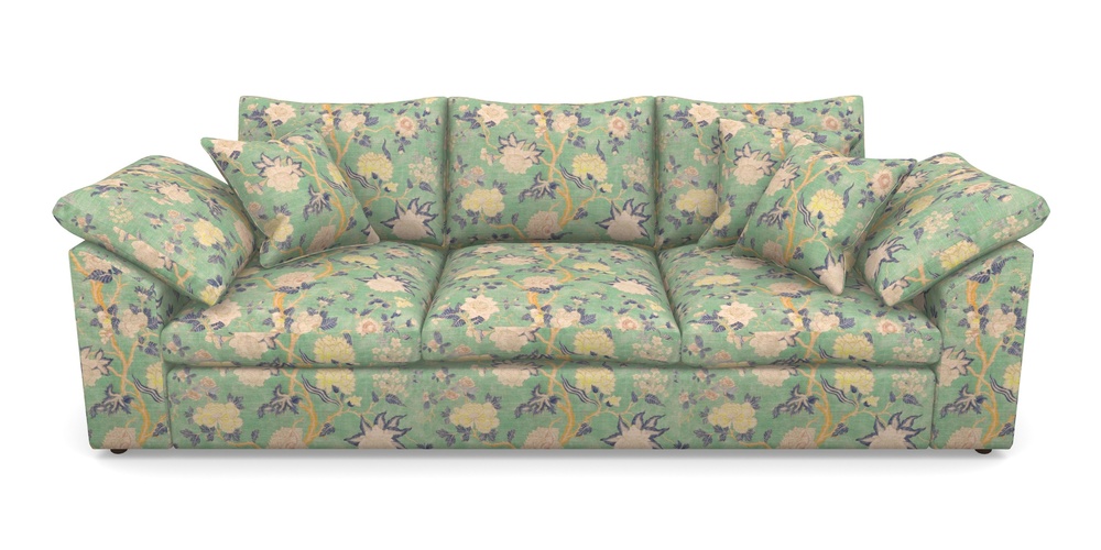 Product photograph of Big Softie Sloped Arm Sloped Arm 4 Seater Sofa In Floral Linen - Even So Verde from Sofas and Stuff Limited