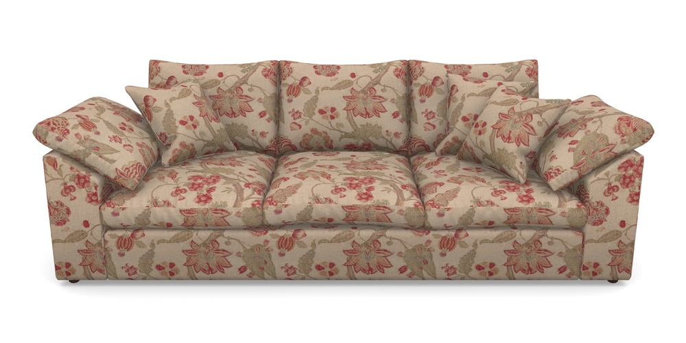 Product photograph of Big Softie Sloped Arm Sloped Arm 4 Seater Sofa In Floral Linen - Indienne T Rosso from Sofas and Stuff Limited