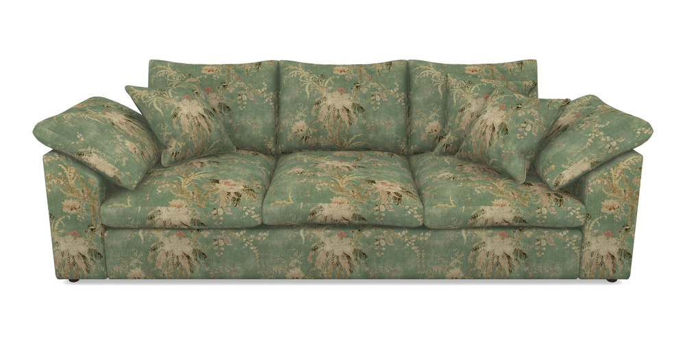 Product photograph of Big Softie Sloped Arm Sloped Arm 4 Seater Sofa In Floral Linen - Zefferino Emerald from Sofas and Stuff Limited