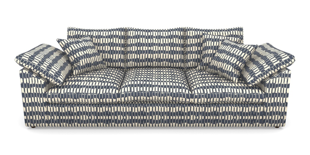 Product photograph of Big Softie Sloped Arm Sloped Arm 4 Seater Sofa In V A Brompton Collection - Ikat - Midnight Blue from Sofas and Stuff Limited